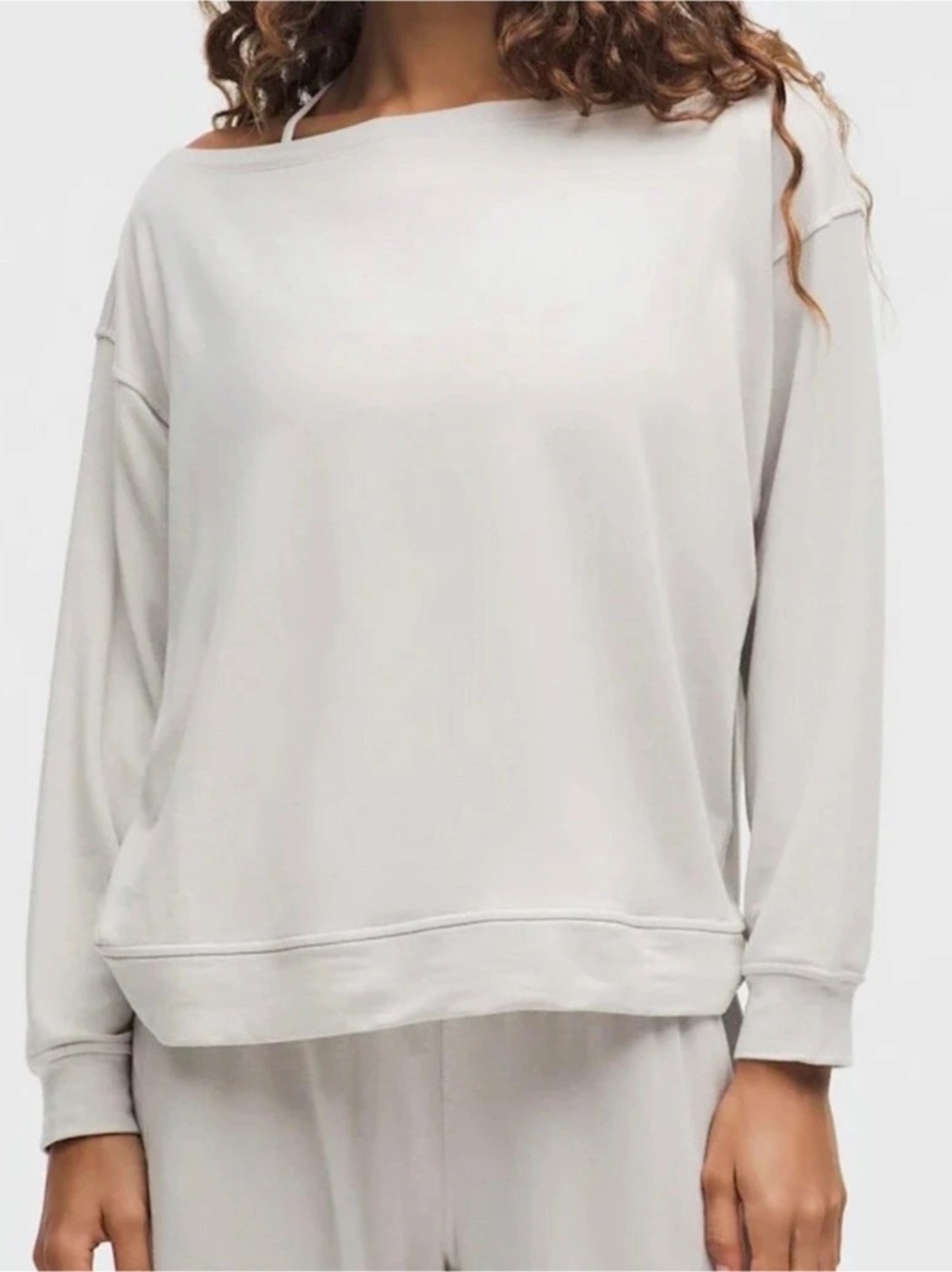 lululemon BeCalm Oversized Boatneck Long Sleeve Boatneck Long Sleeve Gray XL NWT